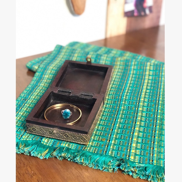 Wooden Boho Artisan Gold Filagree Trinket Box - Picture 4 of 8